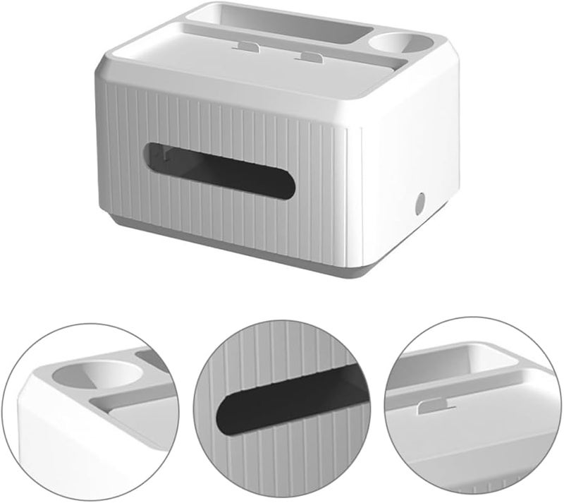 White Modern Desktop Tissue Box Holder Organizer For Easy Access And Neat Storage - Image 3